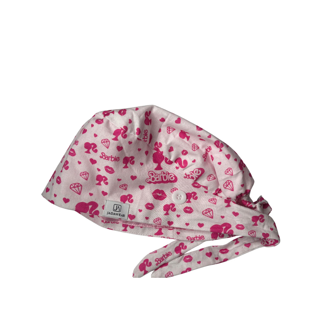 Pink & White Barbie Scrub Cap