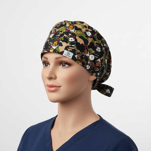 Camo Kitty Cutie Scrub Cap