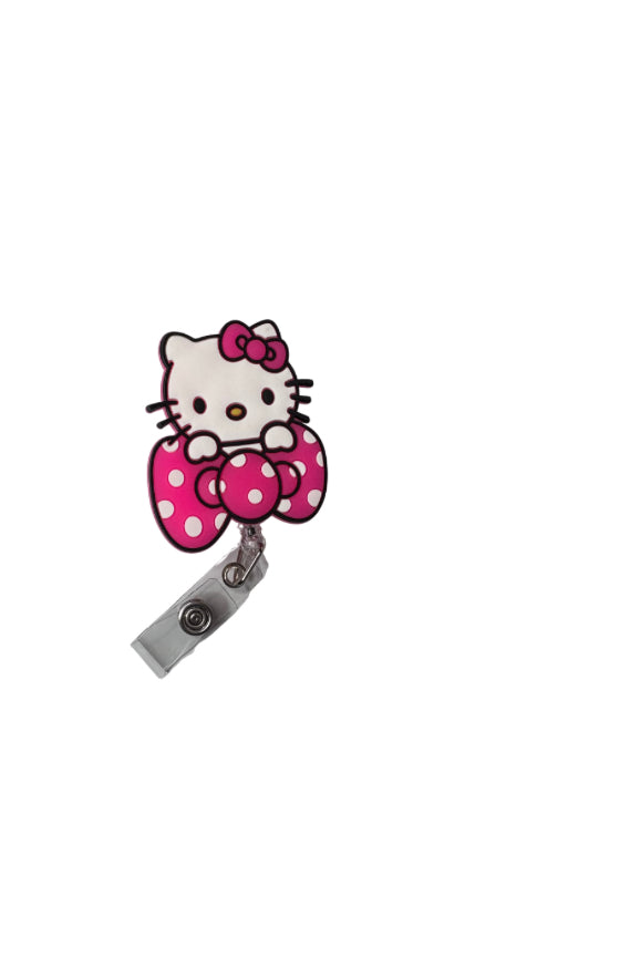 Pink Kitty Bow Badge Reel