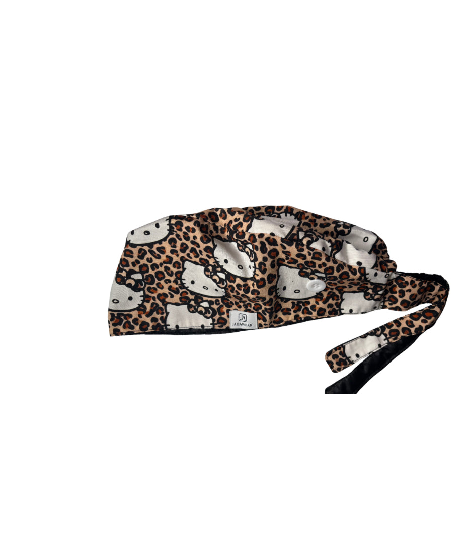 Leopard Kitty Nurse Scrub Cap
